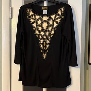 Bob Mackie wearable art mosaic shirt sz M